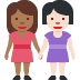 👩🏾‍🤝‍👩🏻 women holding hands: medium-dark skin tone, light skin tone display on Twitter